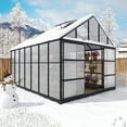 thumbnail image 4 of GAZEBETER 10x14 FT Aluminum Greenhouse for Outdoors,Walk in Greenhouse,Polycarbonate Greenhouse with 4 Roof Vent Windows and Lockable Double Doors for Backyard,Black, 4 of 11