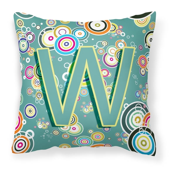 Carolines Treasures CJ2015-WPW1414 Letter W Circle Circle Teal Initial Alphabet Canvas Fabric Decorative Pillow 14Hx14W