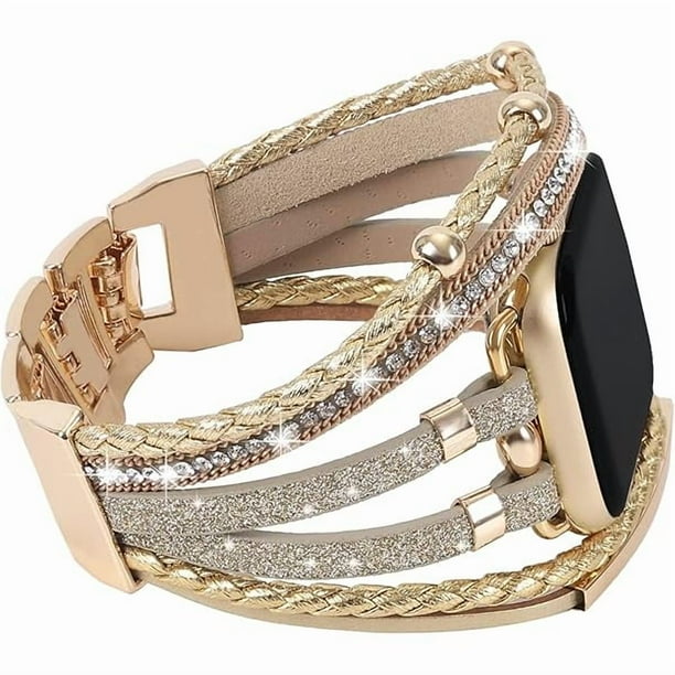wonima02 Posh Leather Bands Compatible with Apple Watch 41mm 40mm 38mm 45mm 44mm 42mm 49mm Women, Boho Bracelets Jewelry Multilayer Wrap Strap for iwatch Series Ultra 10 9 8 7 6 5 4 3 2 1 SE