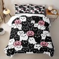 thumbnail image 2 of Feelyou Cartoon Halloween Cat Twin Quilt Set, Spooky Pumpkin Twin Coverlet Set, Black White, 2-Piece, 1 Comforter and 1 Pillowcase, 2 of 7