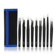 thumbnail image 2 of Tweezers Assortment Set, Metal Tweezers Kit 9PCS Wear Resistance Various Tip Shape Black Coating  for Handicraft Making, 2 of 7