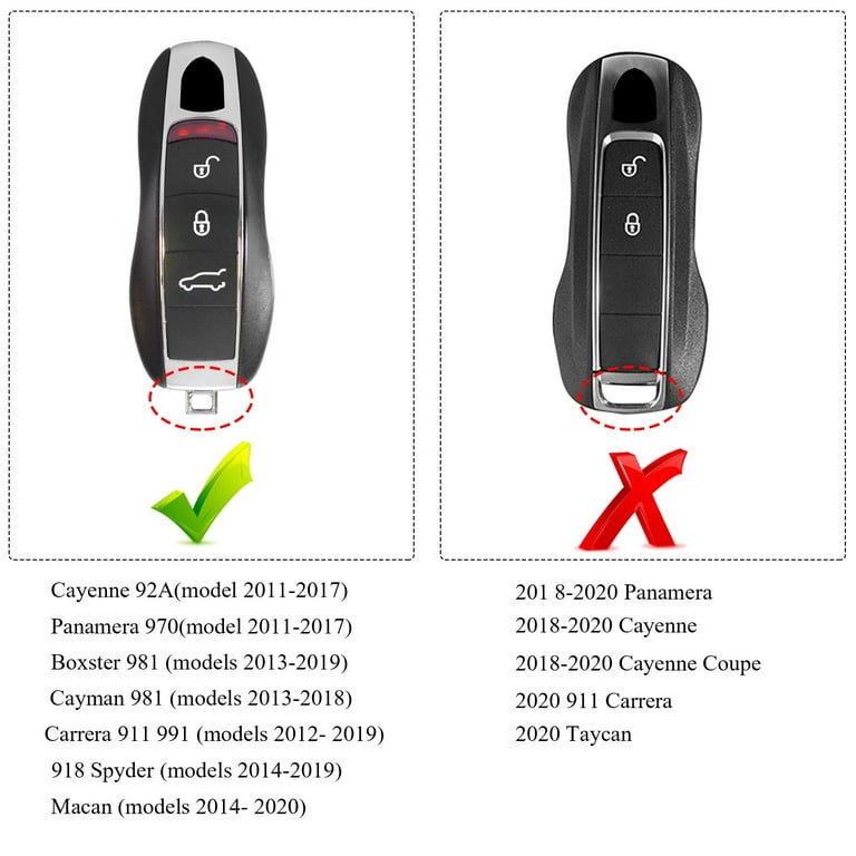 TTCR-II Car Key Case Compatible with Boxster Cayman 2013-2021 Cayenne  Panamera 2011-2017 Carrera 911 2012-2019 For Macan 2014-2023, 3 Pcs Smart  Key Fob Shell, Red Painted Keyless Entry Protectors 