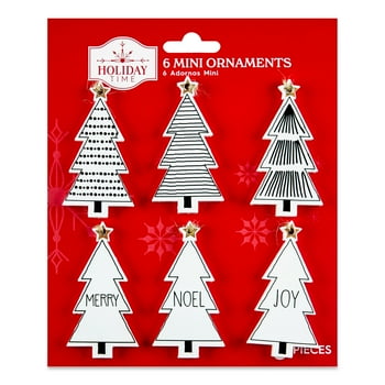 Holiday Time Christmas Tree Mini Ornaments, Set of 6