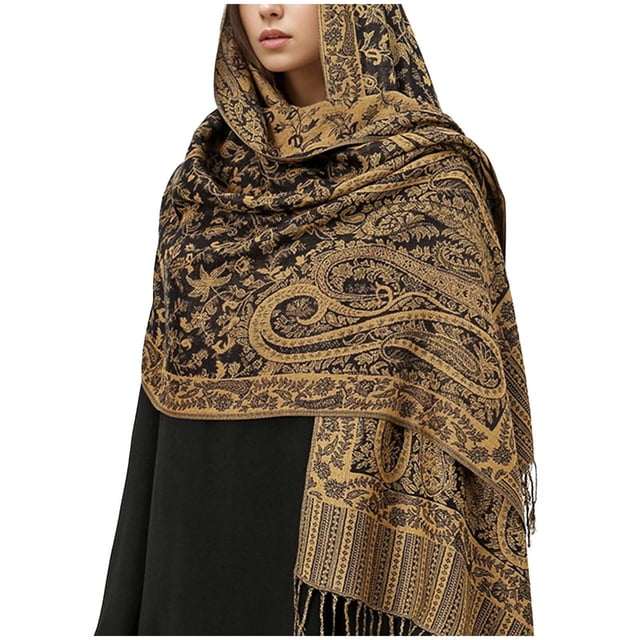 Bufandas de lana para mujer, suaves, estilo étnico, chal, cálidas, con borlas de cachemira, de acrílico