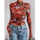 thumbnail image 2 of PRETTYGARDEN Camisa de Malla Floral de Manga Larga para Mujer XXL, 2 of 8