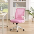 thumbnail image 3 of VECELO Mid-Back Swivel Adjustable Ergonomic Office Chair, Mesh Lumbar Support and Adjustable Arms Task Chair for Computer, Pink, 3 of 17