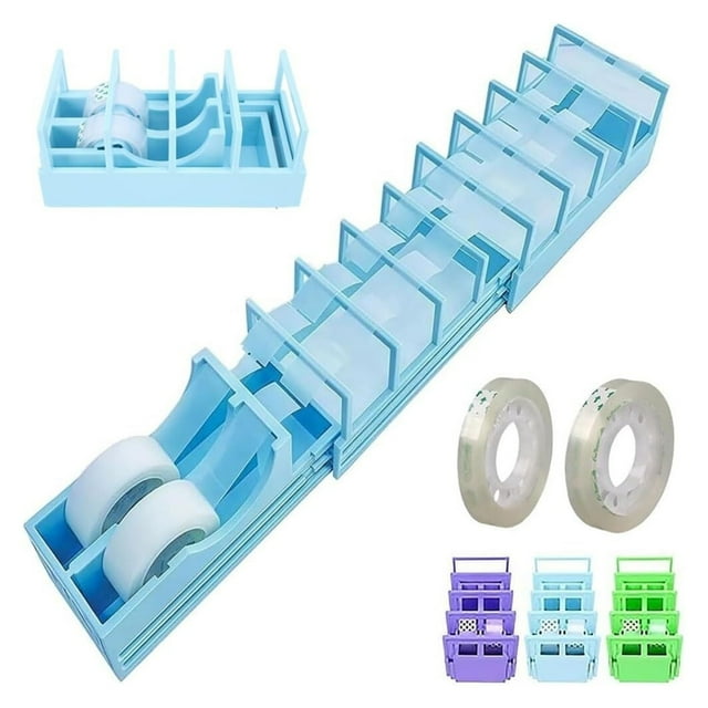 Tape Dispenser for Wrapping, Portable Ribbon Cutter Machine, Foldable Double Roll Tapes Dispensers