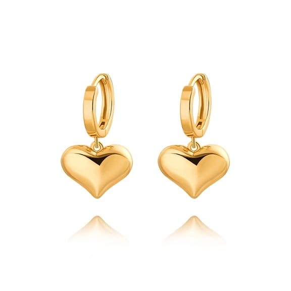 CANEVINKA Dainty 18K Gold plated Heart Pendant Hoop Earrings Handmade Statement Jewelry