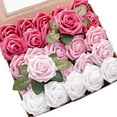 thumbnail image 6 of Artificial Rose Flowers 25PCS Foam Faux Rose with Foldable Stem Greenery for DIY C, 6 of 6
