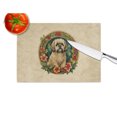 thumbnail image 2 of Lhasa Apso Christmas Flowers Glass Cutting Board 12 in x 15 in, 2 of 5