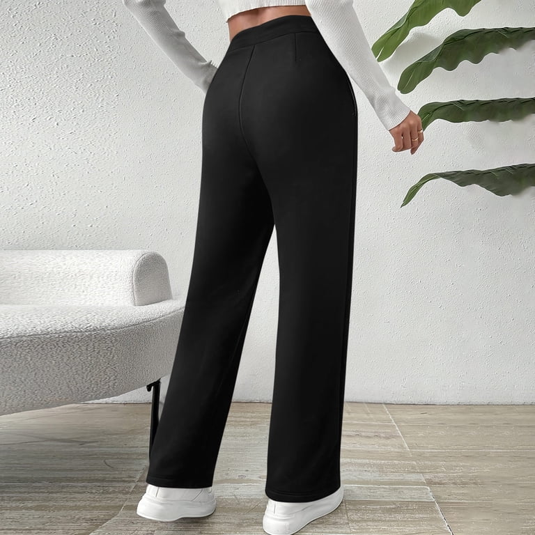 black dress pants for tall woman Qulqfy Womens Office Work Casual Pants Fall High Waisted Wide Leg Pants Women crafted with a blend