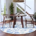 thumbnail image 3 of Abstract Blue Floral Round Rugs for Living Room 6ft Watercolor Plants Flowers Leaf Non Slip Circle Rug Washable Low-Profile Indoor Carpet for Bedroom, Dining Room, Bathroom, 3 of 9