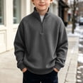 thumbnail image 4 of Gytharion Boys Stand Collar Sweatshirts Solid Color Half Zip Pullover Tops Fall and Winter Waffle Casual Warm Long Sleeve Tops,3T-14T, 4 of 6