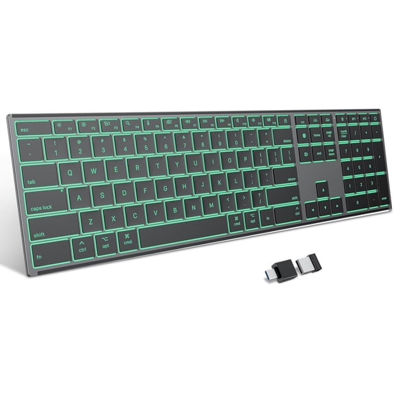 Wireless Keyboard for Mac with Forged Metal Frame - 2.4G & Dual Bluetooth  Type-C/USB A Receiver, Ultra-Thin, Backlit