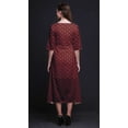 thumbnail image 3 of Bimba Cotton Red Damask Block Womens V Neck Asymmetrical Pocket ShiftÂ&nbsp;DressÂ&nbsp;Short Sleeve MidiÂ&nbsp;Dress-Medium, 3 of 4