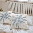 thumbnail image 5 of Outdoor Waterproof Pillow Covers Pack of 2, Summer Palm Tree Beach Coastal Vintage Wood Grain Decorative Throw Pillowcases Cushion Covers for Garden Patio Tent Sofa Couch, 24x24 inch, 5 of 8