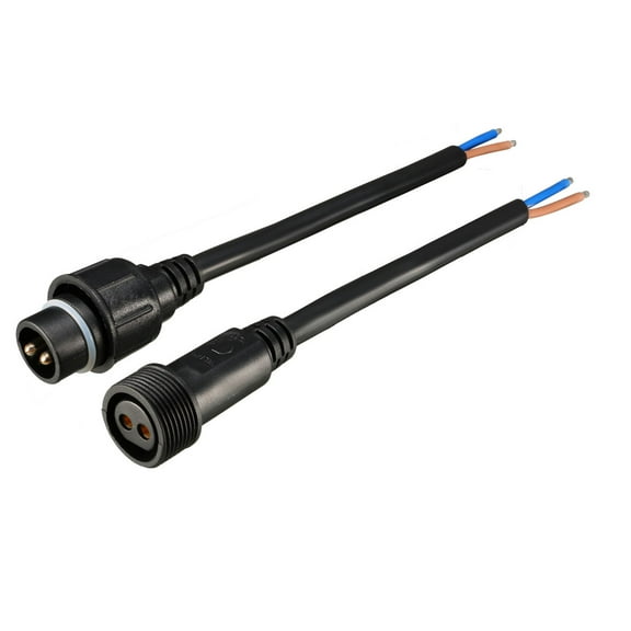 Unique Bargains Male Female 13AWG 2P Waterproof Connector Cable Wire Black for LED Strips Light 15.7" Length