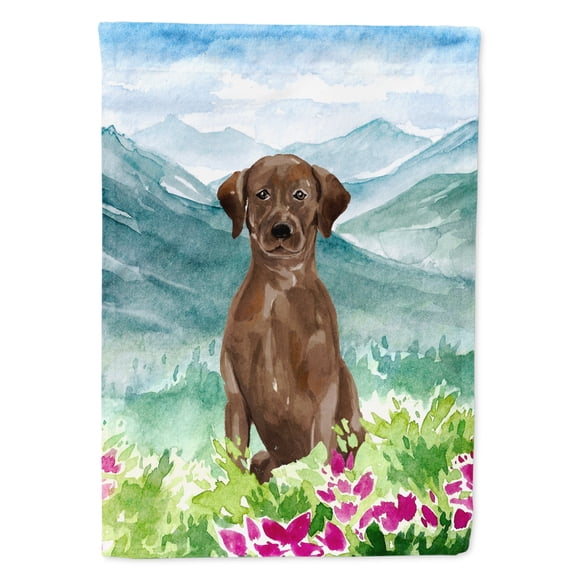 Mountian Flowers Chocolate Lab Garden Flag