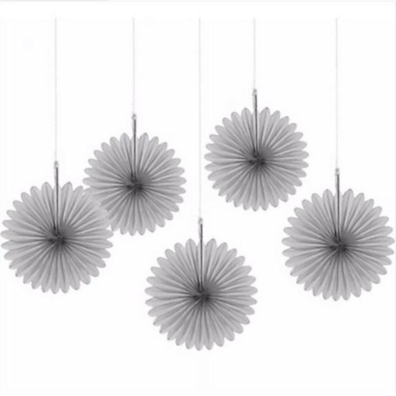 Silver Mini Hanging Fan Decorations (5ct)