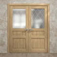 thumbnail image 3 of Interior Solid French Double Doors 64 x 96 inches | Ego 5011 Natural Oak | Wood Interior Solid Panel Frame | Closet Bedroom Modern Doors, 3 of 5