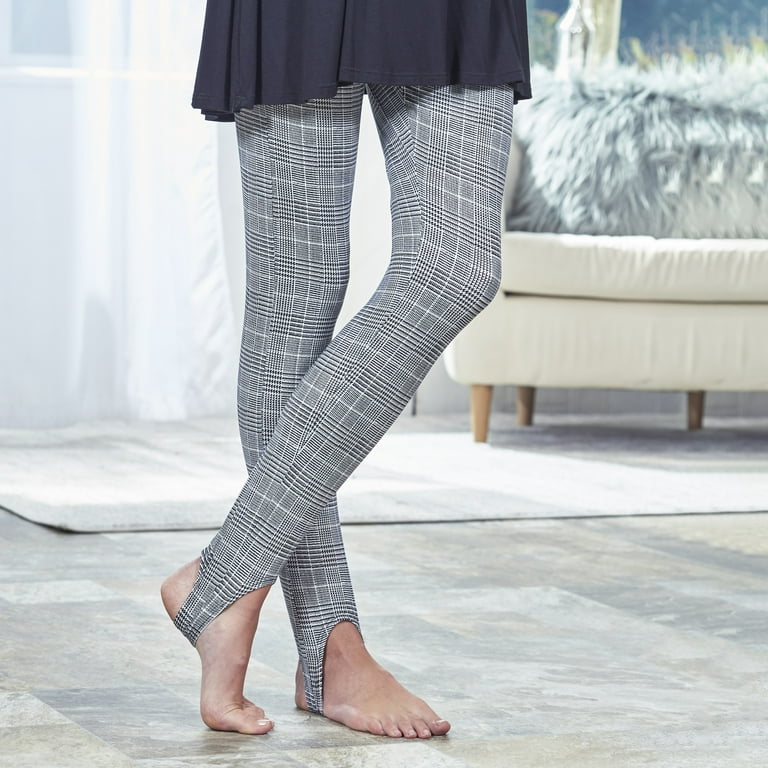 Printed Stirrup Pants - Gray Striped and Cheetah Print Womens Leggings - L  - 2 Pack 