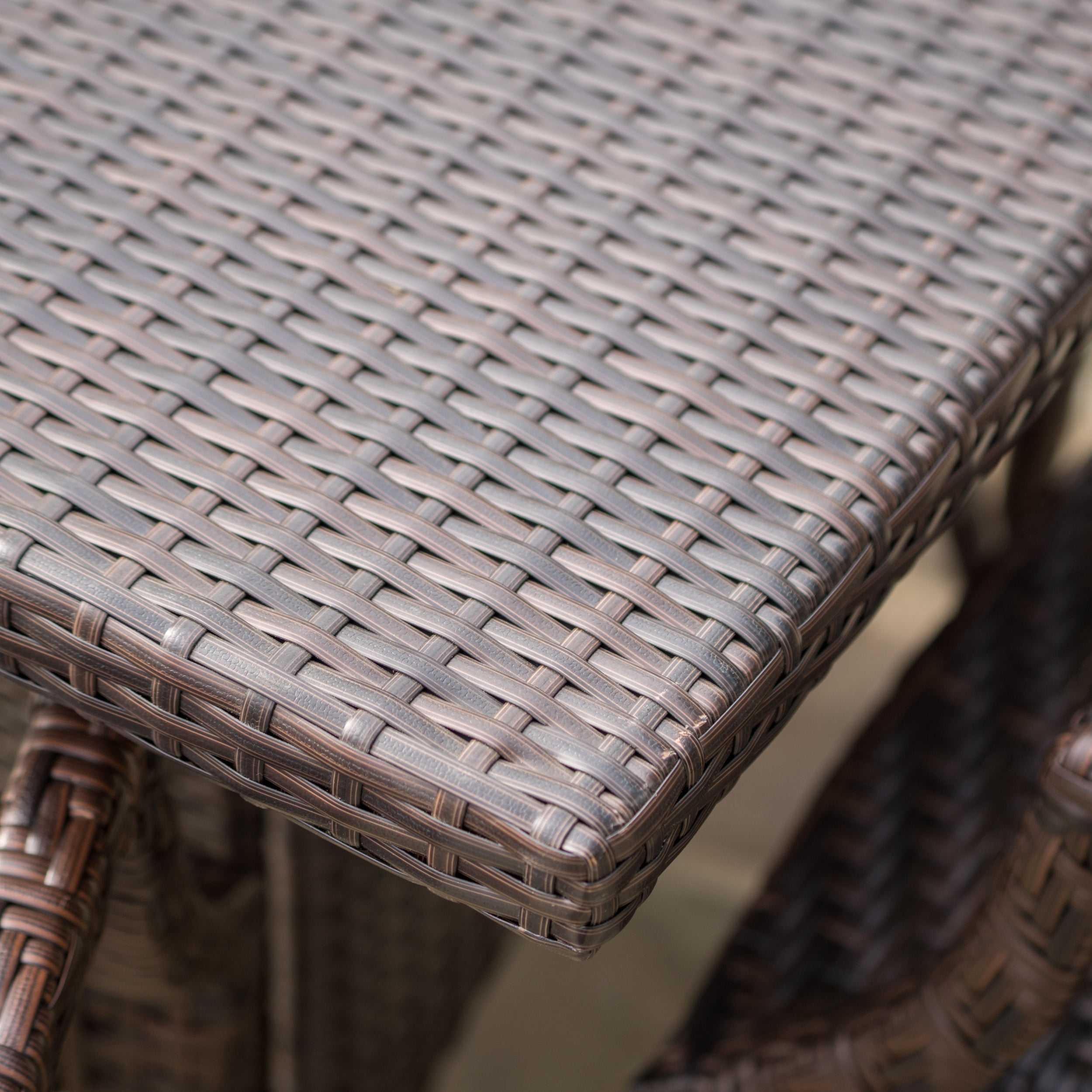 Noble House 37.5'' PE Wicker Stylish Outdoor Dining Table, Multi Brown