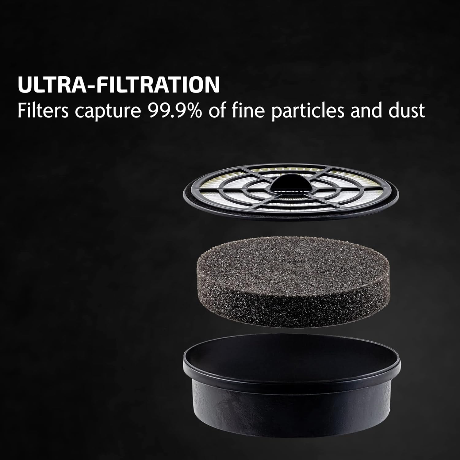 OVENTE Replacement Filter for ST2620 Bagless Canister Vacuum Cleaner (Pack of 2) with Ultra-Dust and Small Particles Filtration, Easy to Remove and Install, Black ACPST26702