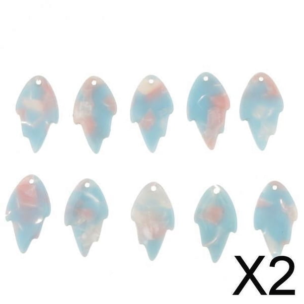 6x10 Piezas de Colgantes de Hojas de Arce, Pendientes, Colgantes, Joyería de Cabujón, Fabricación DIY, Azul Claro 2 piezas