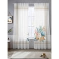 thumbnail image 2 of Coastal Starfish Sheer Curtains 96 Inch Length 2 Panels Set Window Treatments, Nautical Shells Coral Eucalyptus Stripes Rod Pocket Semi Curtains for Living Room/Bedroom/Kitchen Décor, 104"W x 96"L, 2 of 7