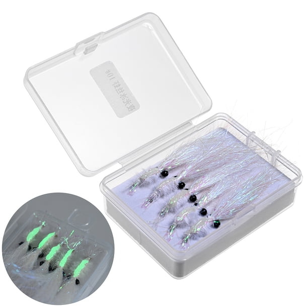 Señuelos de pesca artificiales luminosos con mosca de camarón de seda helada, 5 uds., cebo con anzuelo (14#) Ndcxsfigh Para Estrenar