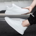 thumbnail image 4 of AUDeals Men's Leather Sneakers, Low Top Lace Up Shoes with Orthopedic Comfort and Slip On Style for Business and Casual Wear (White, 11), 4 of 7
