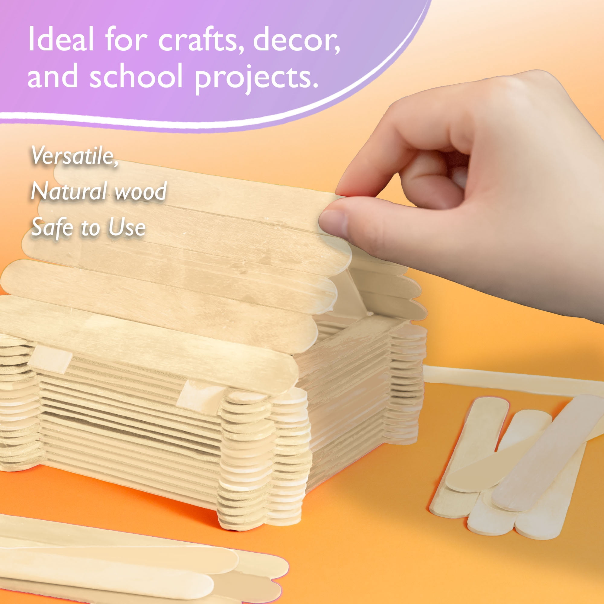 BAZIC Jumbo Craft Sticks Natural Wood, Large Non Toxic Stick, 1200-Count