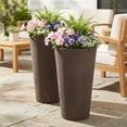thumbnail image 2 of Algreen Crete 20" Self-Watering Planter, Tall, Browstone Resin, 2 Pack, 2 of 8
