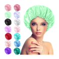 thumbnail image 2 of Satin Bonnet Sleeping Cap Double Layer Elasticated Trim Soft Night Hat for Woman, 2 of 3