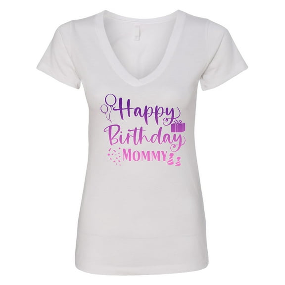 Inktastic Purple Happy Birthday Mommy Women's V-Neck T-Shirt