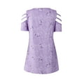 thumbnail image 3 of Innerwin T Shirt Short Sleeve Ladies Tops Summer V Neck Loose Tee Purple L, 3 of 6