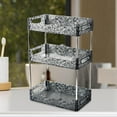 thumbnail image 6 of Tongina Bathroom Storage Rack Cosmetic Storage Tray Decor Decorative Tray Bathroom Vanity Tray Jewelry Tray for Dorm Shampoo Perfumes Clear Gray 3 Layer, 6 of 8