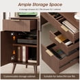 thumbnail image 3 of 59" Walnut Executive Desk with Charging Station, Modern Fluted Wood Computer Desk with 5 Drawers and Storage Cabinet, Home Office Workstation with File Drawer, 3 of 9
