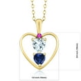 thumbnail image 2 of 18K Yellow Gold Plated Silver Sky Blue Aquamarine Blue Created Sapphire and Pink Sapphire Pendant Necklace for Women (0.92 Cttw, Gemstone Birthstone, Heart 5MM and 4MM, with 18 inch Silver Chain), 2 of 3