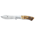 thumbnail image 3 of TheBoneEdge 8" Burn Bone Handle Steel Bolster Stainless Steel Blade Hunting Knife With Leather Sheath, 3 of 6