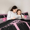 thumbnail image 5 of Erosebridal Princess Bowknot 7-Piece Bedding Comforter Set For Kids,Chic Sequin Print Letter U Monogrammed King Bedding Sets,Black Reversible, 5 of 7