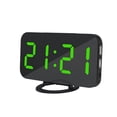 thumbnail image 1 of Pantalla LED Reloj digital Reloj despertador de mesa regulable automático con modo de repetición Puerto USB doble, Pantalla negra, verde Inevent EL3016-07B, 1 of 6