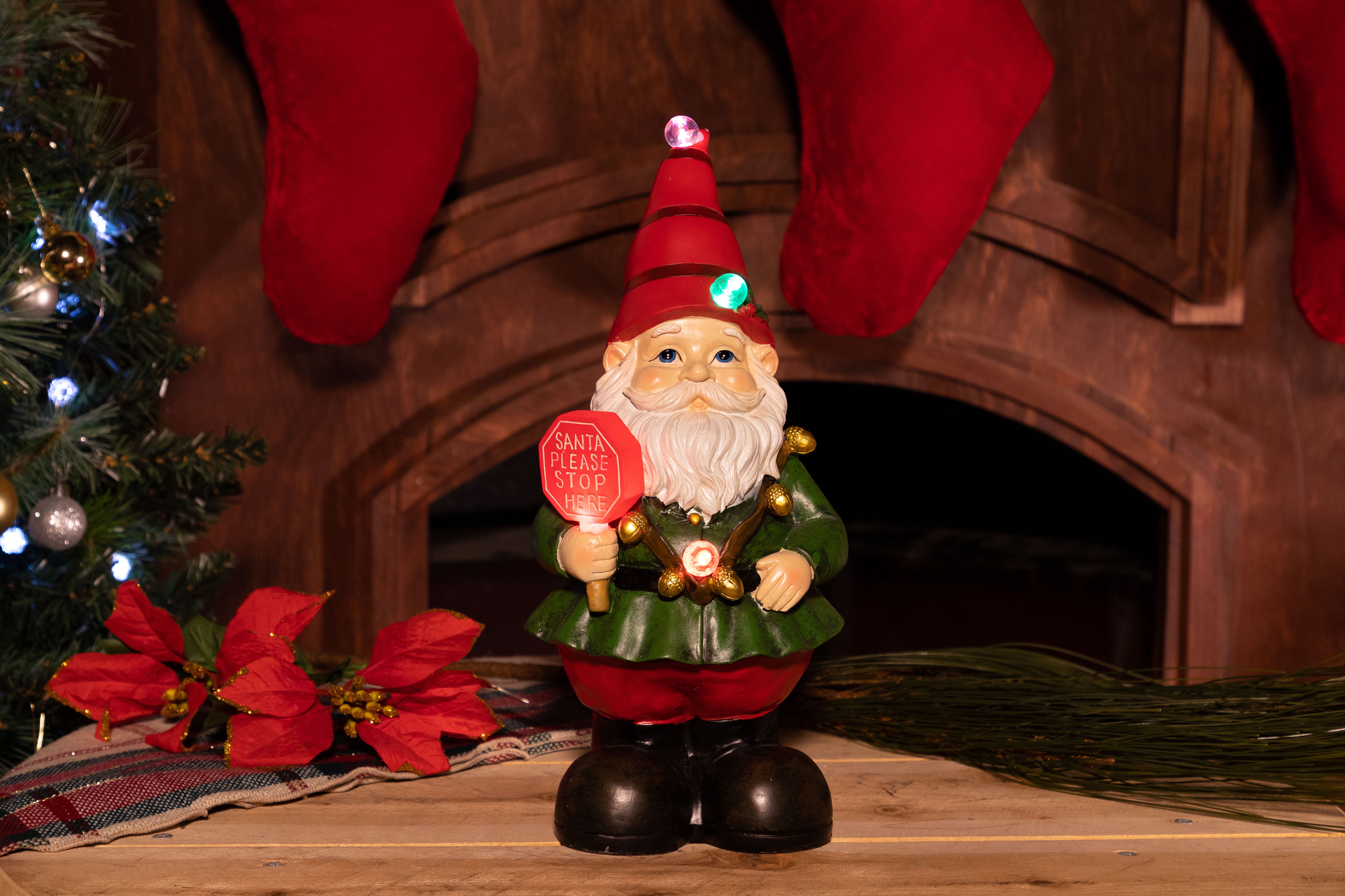 Alpine Christmas Gnome Statue with Color Changing LED Lights and Timer ...