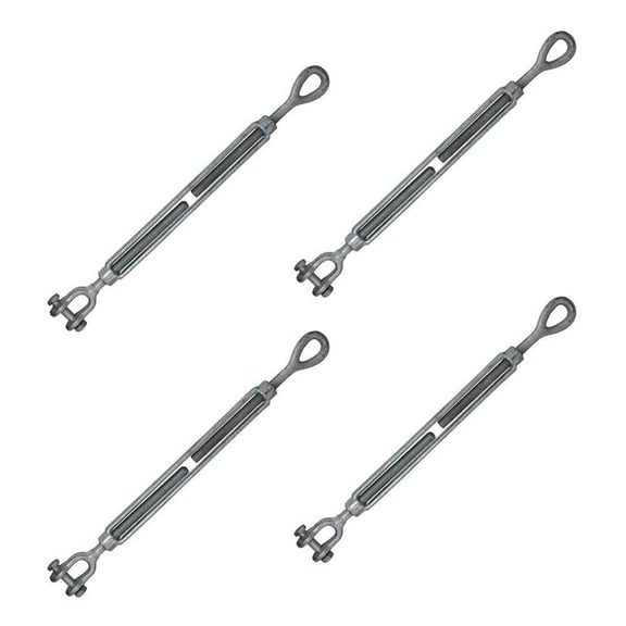5/8" x 12" Galvanized Jaw & Eye Turnbuckle - 4 Pack