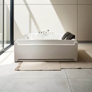 73 x 48 Whirlpool Bathtub for 2-Person with 8 Hydro Massage Jets & Chromatherapy LED Lights, 1HP UL Certified Pump, 3-Sided Apron Acrylic Soaking Tub, Left Drain, 110 Gallons, White