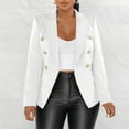 thumbnail image 3 of Womens Blazer, Comdrip Spring and Autumn New Solid Color Fashion Leisure Suit Short Coat Woman Business Blazer for Women White XL, 3 of 10