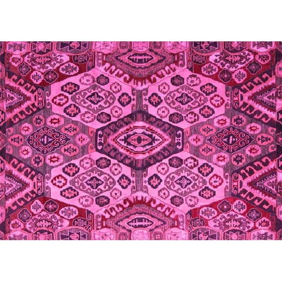 Ahgly Company Indoor Rectangle Abstract Pink Modern Area Rugs, 2' x 4'