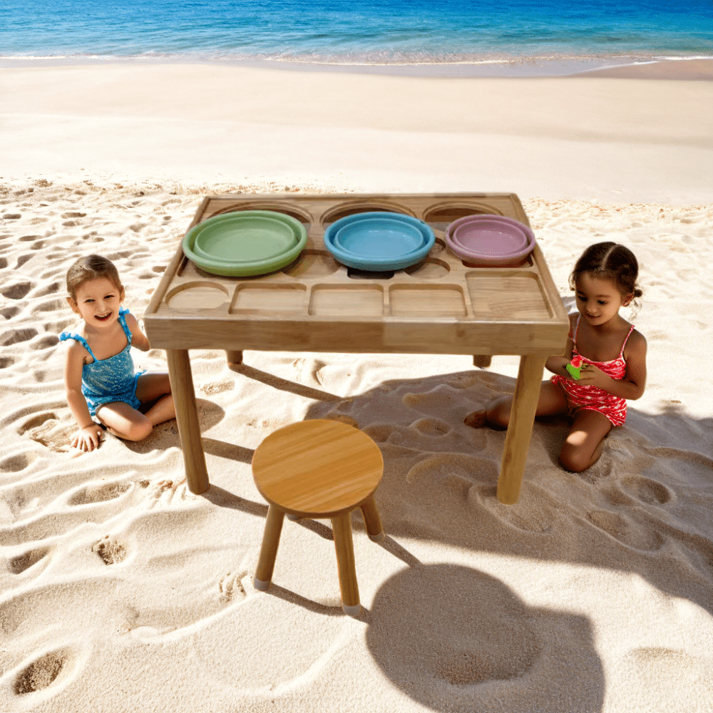 Sensory Table for Toddlers 1-3 with 2 Chairs, Wooden Activity Table Set with Double-Sided Sand and Water Play Boards for Kids Indoor Outdoor Use