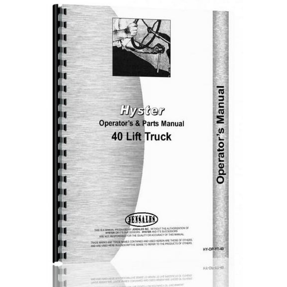 Hyster YT40 Forklift Operators & Parts Manual