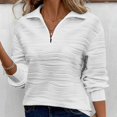 thumbnail image 4 of Womens Long Sleeve Hoodies Fall Winter Casual Loose Zip Up V Neck Plus Size Solid Color Pullover Sweatshirt Tops,White,XL, 4 of 4